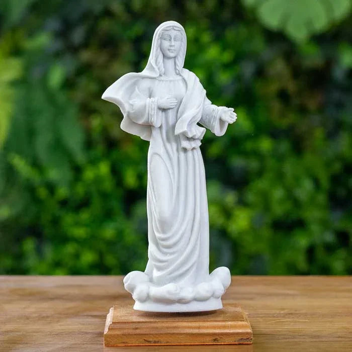 Imagem sagrada com acabamento liso e base clara envernizada