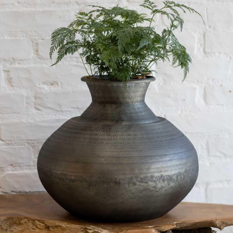 vaso de metal indinao decorativo jardim casa cultura artesanato oriente home decor jardim loja artesintonia 02