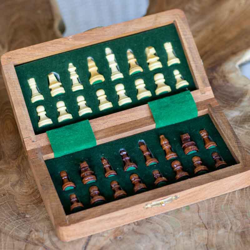 Tabuleiro Xadrez de madeira maciça dobrável - LanShop