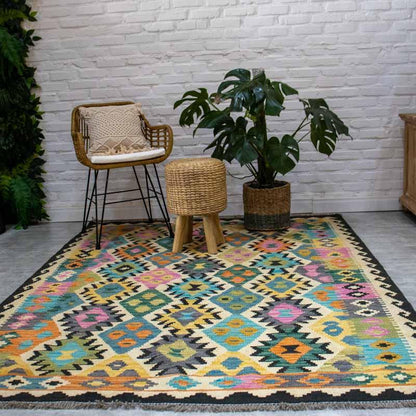 tapete kilim afgan textil fibranatural algodao artesanal cultura tradição etnico beleza artesintonia loja tapete colorido feito à mão 01