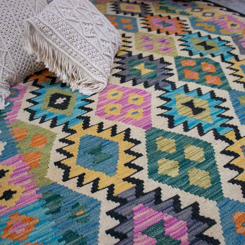 tapete kilim afgan textil fibranatural algodao artesanal cultura tradição etnico beleza artesintonia loja tapete colorido feito à mão 04