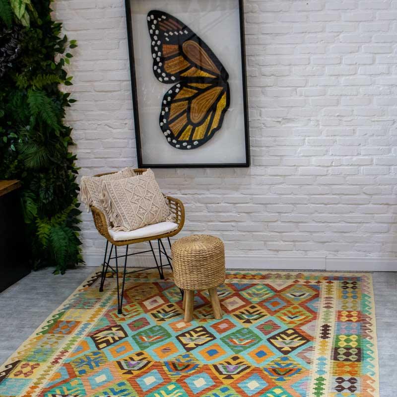 tapete kilim colorido decoração etnico cultura tradição textil fibranatural artesanal cultura geométricas loja artesintonia 01