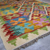 tapete kilim colorido fibranatural algodao tecelagem textil arte manual técnica afgan iran loja artesintonia decoração tradicao cultura casa 02