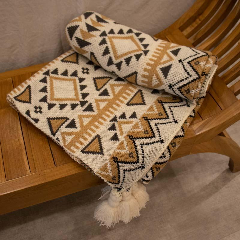 manta etnica geometrica bege sofa cama sala decoracao textil tecelagem conforto 01