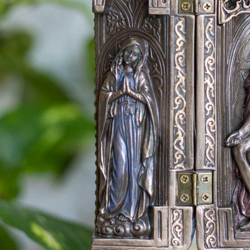 escultura oratoria santa catolica resina nossa senhora gracas jesus religiao decoracao altar bronze veronese design loja artesintonia 06