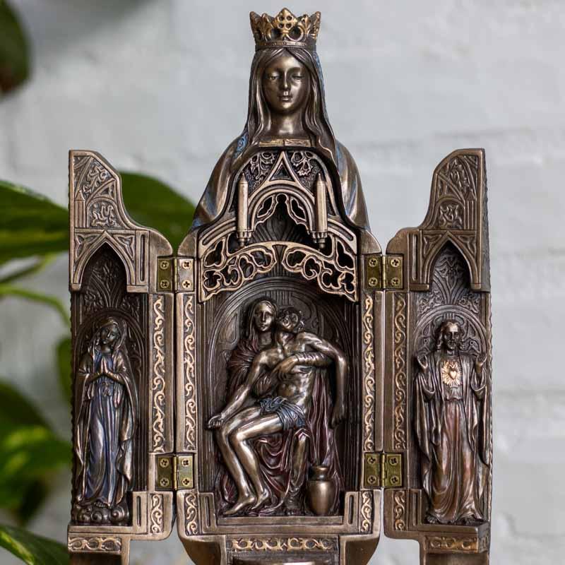 escultura oratoria santa catolica resina nossa senhora gracas jesus religiao decoracao altar bronze veronese design loja artesintonia 08