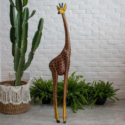 escultura girafa madeira áfrica cultura etnica decoração artesintonia escultura em madeira girafa 11