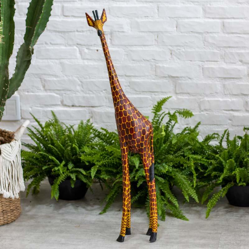 escultura girafa madeira áfrica cultura etnica decoração artesintonia escultura em madeira girafa 06