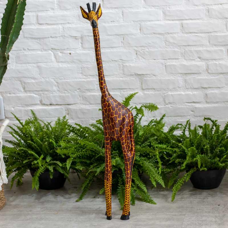 escultura girafa madeira áfrica cultura etnica decoração artesintonia escultura em madeira girafa 07