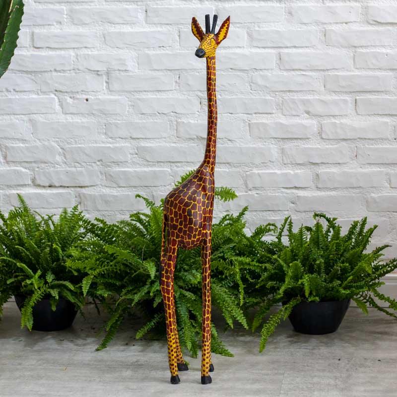 escultura girafa madeira áfrica cultura etnica decoração artesintonia escultura em madeira girafa 08