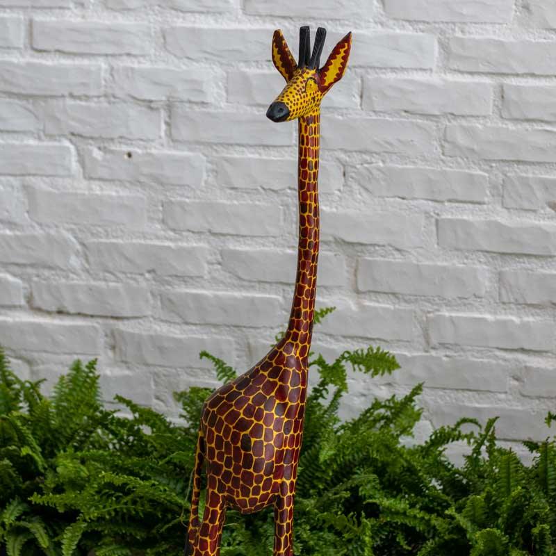 escultura girafa madeira áfrica cultura etnica decoração artesintonia escultura em madeira girafa 10