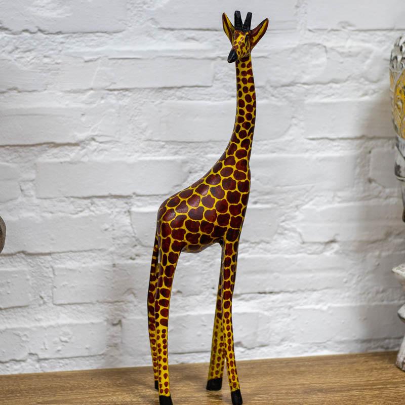 escultura girafa madeira áfrica cultura etnica decoração artesintonia escultura em madeira girafa 03