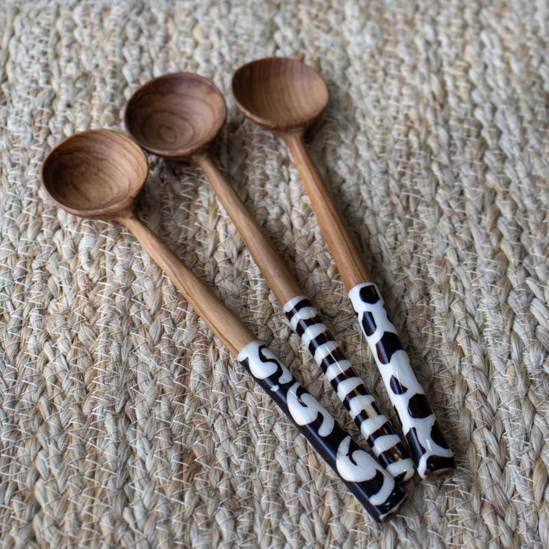 colher decorativa osso cozinha café madeira mesa arte africa etnico pick bone 04