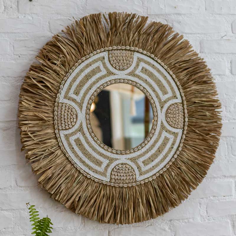 espelho artesanal fibra natural palha micangas buzios praia bali indonesia decoracao parede boho chic loja artesintonia 01