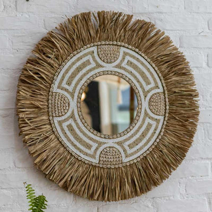 espelho artesanal fibra natural palha micangas buzios praia bali indonesia decoracao parede boho chic loja artesintonia 01