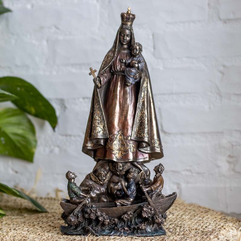 escultura oratória santa católica resina nossa senhora navegantes mar orientacao jesus religiao decoração altar bronze veronese design loja artesintonia 01