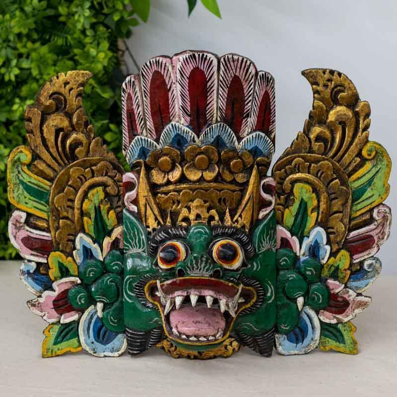 mascara decorativa madeira wood carved barong balinese rangda garuda decoracao decoration paredes wall madeira entalhada artesintonia 