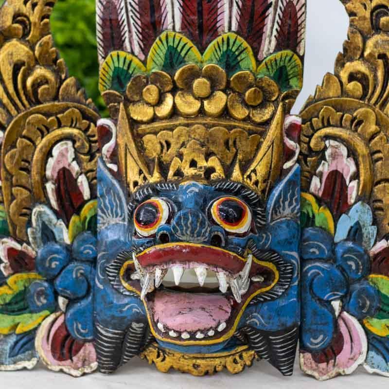 mascara decorativa madeira wood carved barong balinese rangda garuda decoracao decoration paredes wall madeira entalhada artesintonia 