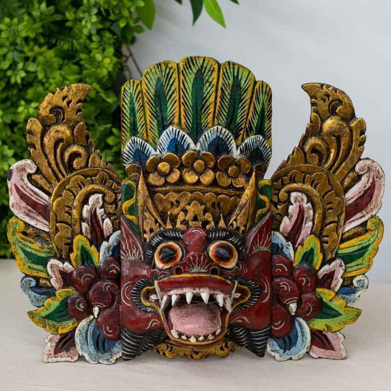 mascara decorativa madeira wood carved barong balinese rangda garuda decoracao decoration paredes wall madeira entalhada artesintonia 