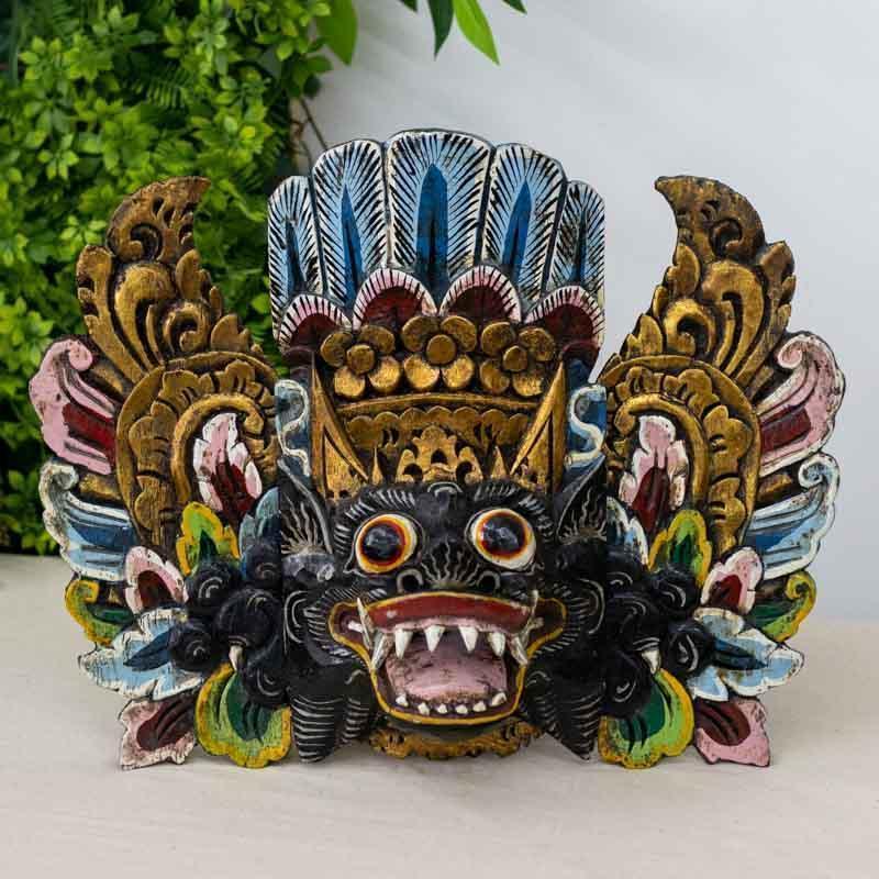 mascara decorativa madeira wood carved barong balinese rangda garuda decoracao decoration paredes wall madeira entalhada artesintonia 