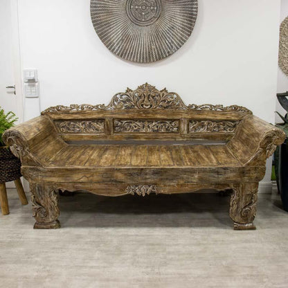 banco sofa cama artesanal madeira teca detalhes entalhos decoracao sala quarto bali indonesia artesanato loja artesintonia 01