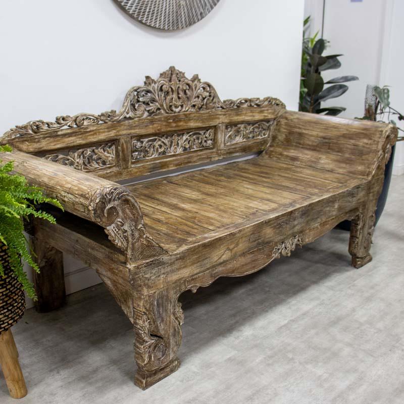 banco sofa cama artesanal madeira teca detalhes entalhos decoracao sala quarto bali indonesia artesanato loja artesintonia 02