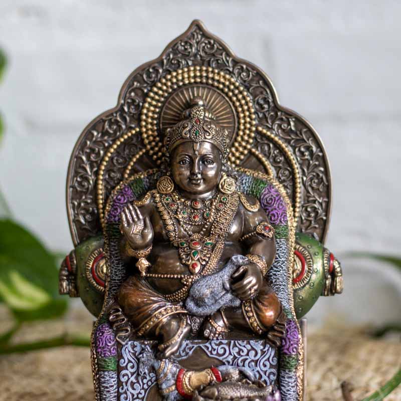 escultura resina bronze dus hindu kubera prosperidade riqueza abundancia veronese design cultura decoracao altar casa loja artesintonia 01