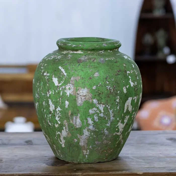 Vaso rústico antik de terracota produzido em Bali com acabamento fosco e estilo Guci Pot ideal para Home Decor. 