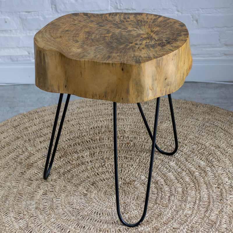 mesa centro artesanal madeira rustica cedro tronco árvore ferro decoração casa comprar loja artesintonia 03