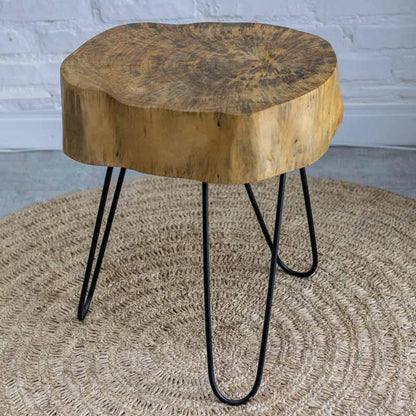 mesa centro artesanal madeira rustica cedro tronco árvore ferro decoração casa comprar loja artesintonia 03