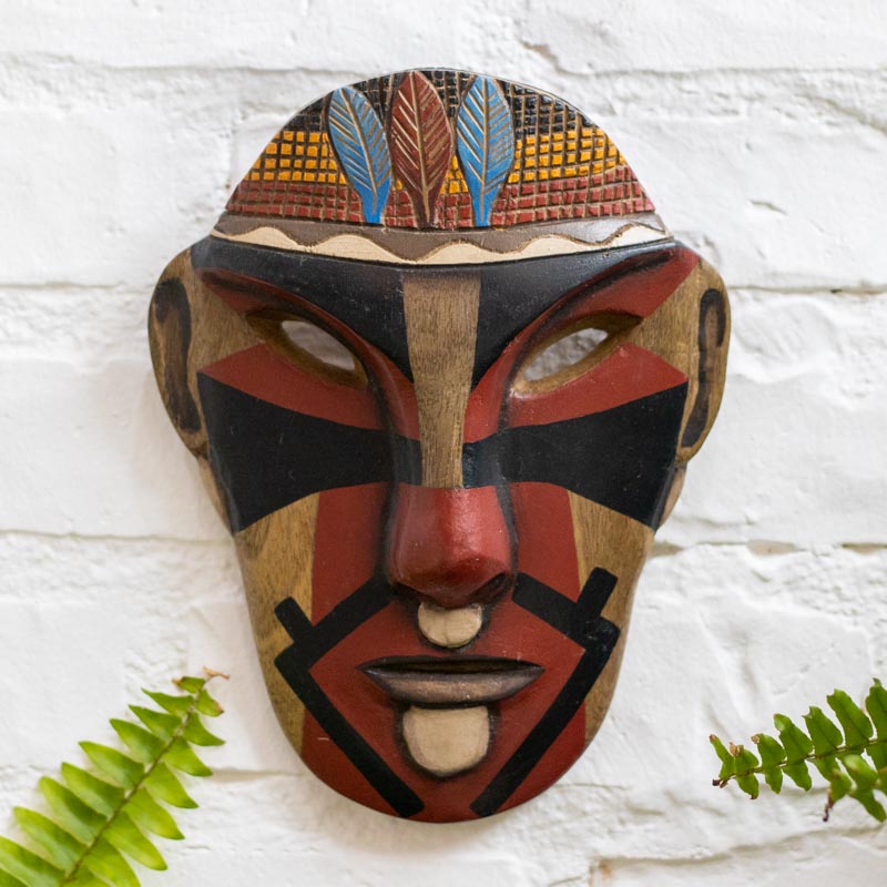 mascara indigena tribos xavante wall decor decoração paredes etnica núcleos étnicos vermelho preto detalhes detalhes entalhado artesintonia 1