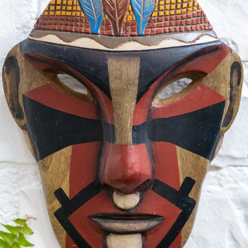 mascara indigena tribos xavante wall decor decoração paredes etnica núcleos étnicos vermelho preto detalhes detalhes entalhado artesintonia 2