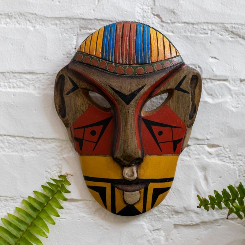 mascara decorativa pataxo objetos étnicos madeira artesintonia decoração paredes 1