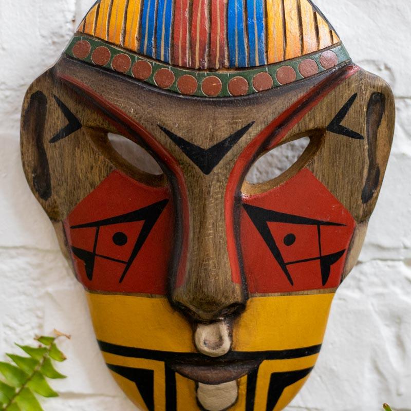 mascara decorativa pataxo objetos étnicos madeira artesintonia decoração paredes 2