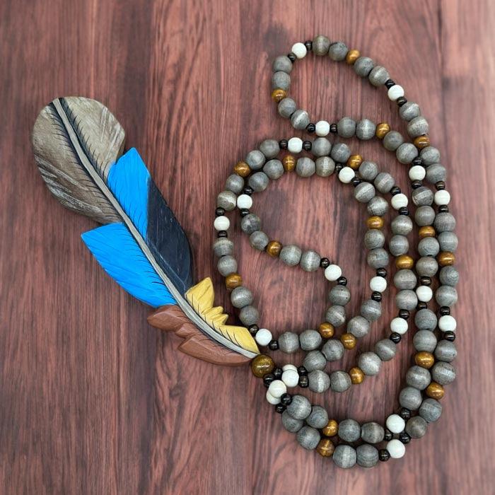 colar mesa decoração pena brasil artesanato atelier curral madeira decoração casa núcleos loja artesintonia 01