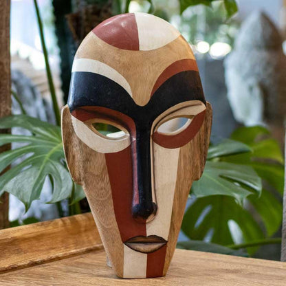 wooden art mascara madeira ethnic art handmade curral cor pintura etnica colorida amarelo branco preto estilo africana 3