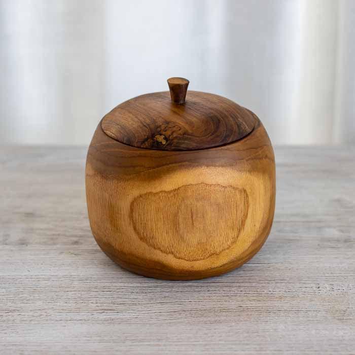 Organizador decorativo de Bali esculpido à mão com design abaulado orgânico.