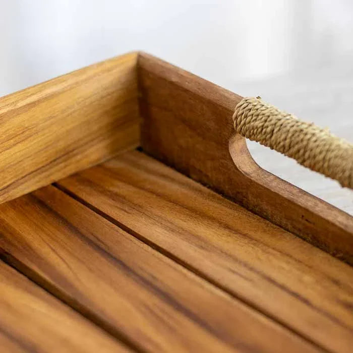 Organizador de bancada em madeira artesanal para home decor com estética balinesa.