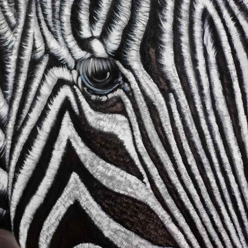 Pintura artesanal zebra de Grevy em tela balinesa cultural. 