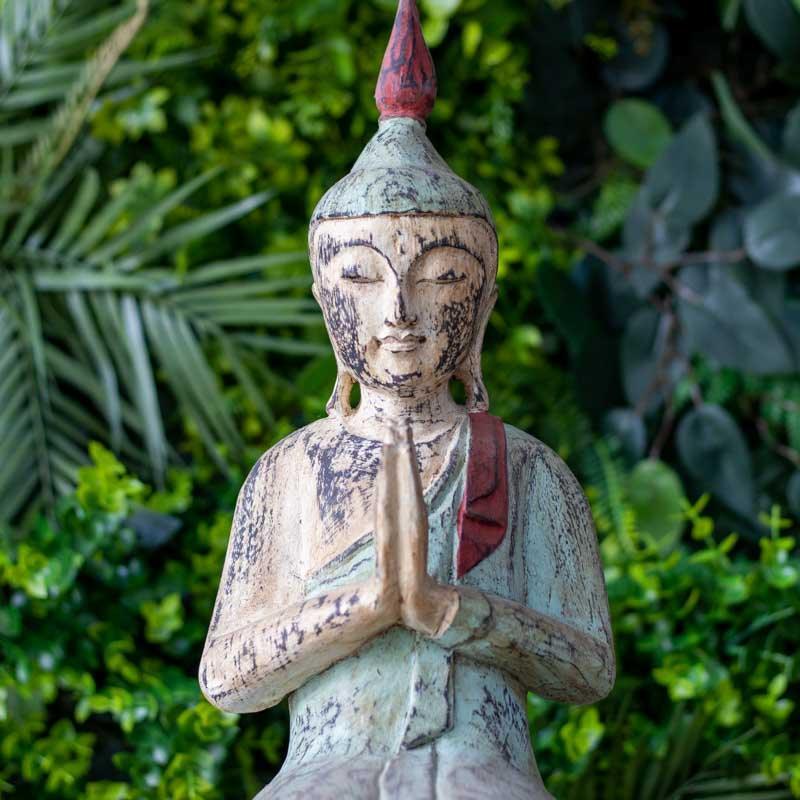 escultura buda buddah esculpido manualmente handmade gratidão gratitude madeira color bali indonésia artesanato zen 