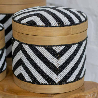 caixa pote miçanga estampa étnica bambu fibra natural redonda bali balinês indonésia arte art decor utilitária decoração home house casa lar