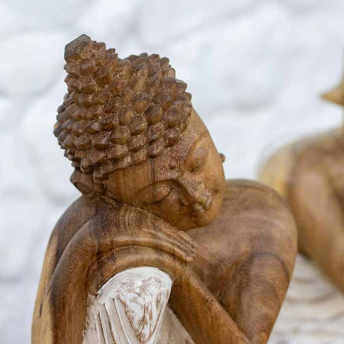 Escultura Buda Relaxando Pátina 30cm