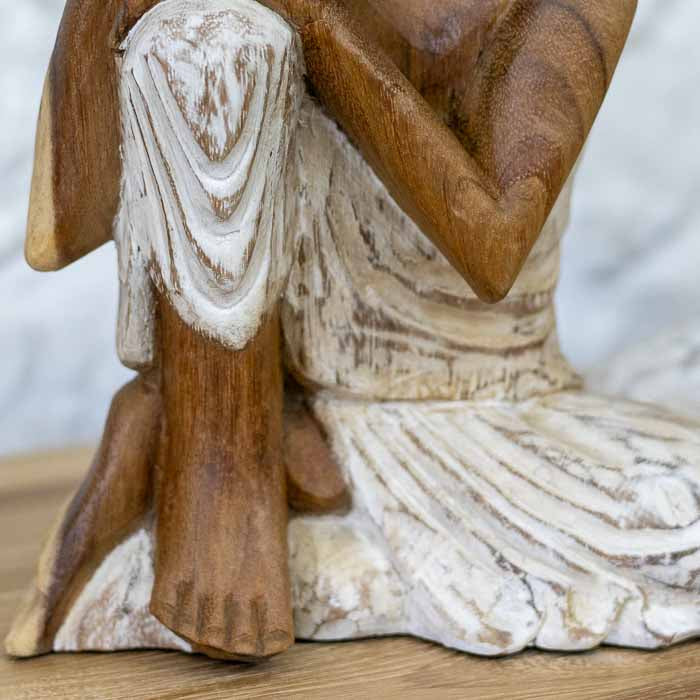 Escultura Buda Relaxando Pátina 30cm