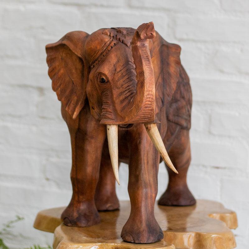 escultura madeira elefante madeira suar artesanal entralhado artesanato indonésia bali animais decorativos artesintonia 4