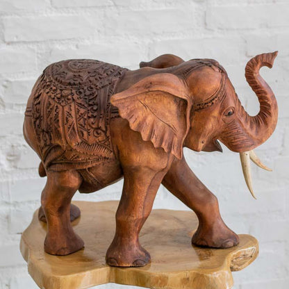 escultura madeira elefante madeira suar artesanal entralhado artesanato indonésia bali animais decorativos artesintonia 6