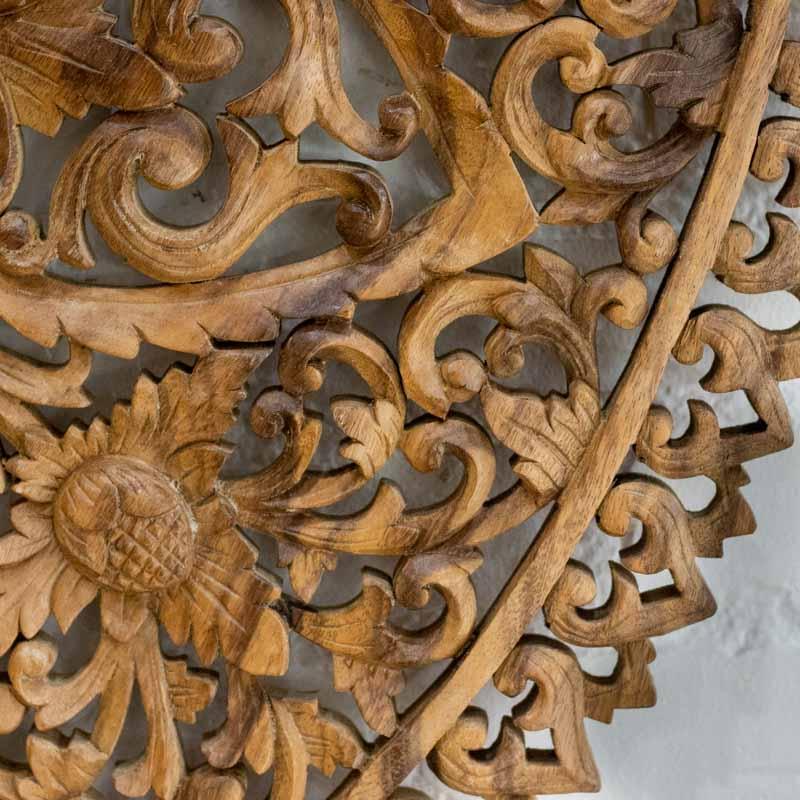 mandala entalhada floral decor madeira suar parede bali indonesia artesintonia 2