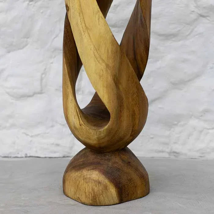 Peça exclusiva importada de Bali: escultura abstrata em madeira natural para home decor. 