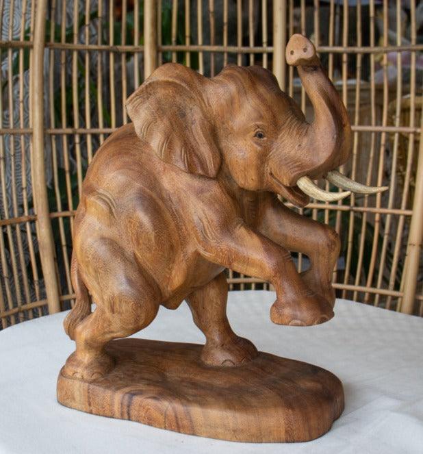escultura madeira suar elefante animais arte entalhada decoracao wood carved elephant 01