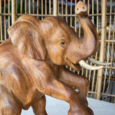 estatua esculpida madeira suar bali indonesia sabedoria elefante decorativo wood carved elephant 02