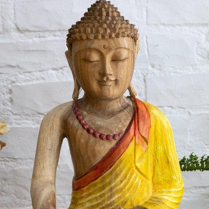 escultura entalhada madeira decorativa artesanato casa bali meditacao yoga mudra buddha wood carving 03